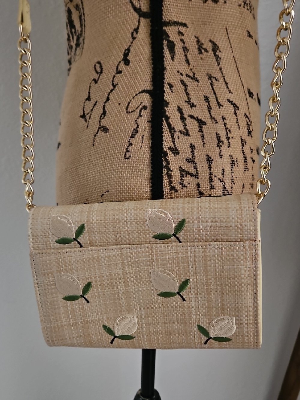 Betsey Johnson Woven Straw Crossbody Bag with Lemon Embroidery - Cream - Picture 4 of 6